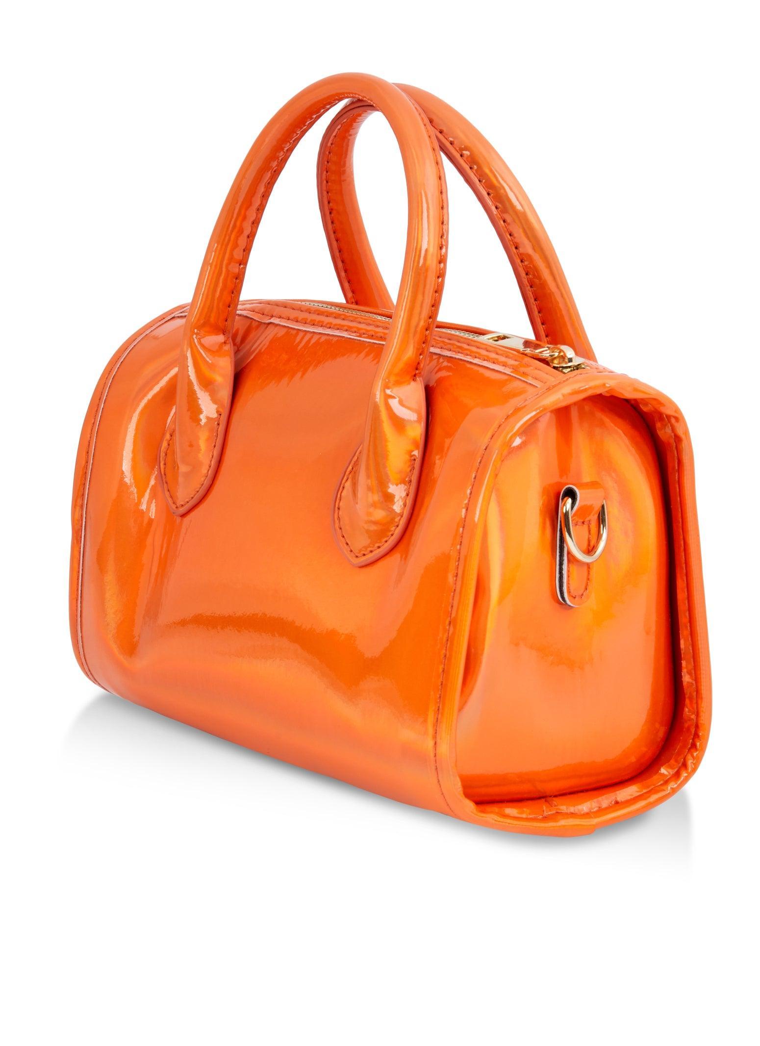 Metallic Faux Leather Convertible Top Handle Crossbody Bag Female Product Image