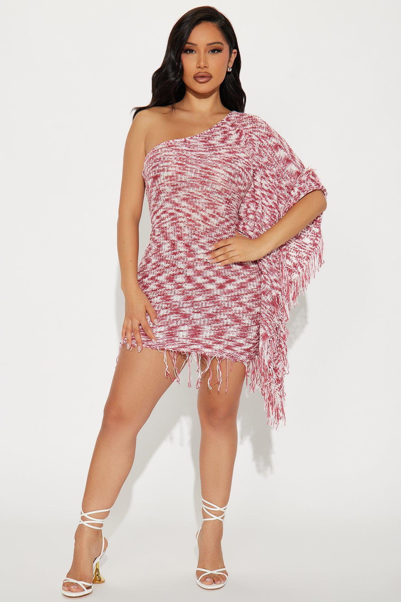 Taylor Fringe Knit Mini Dress - Mauve/combo Product Image