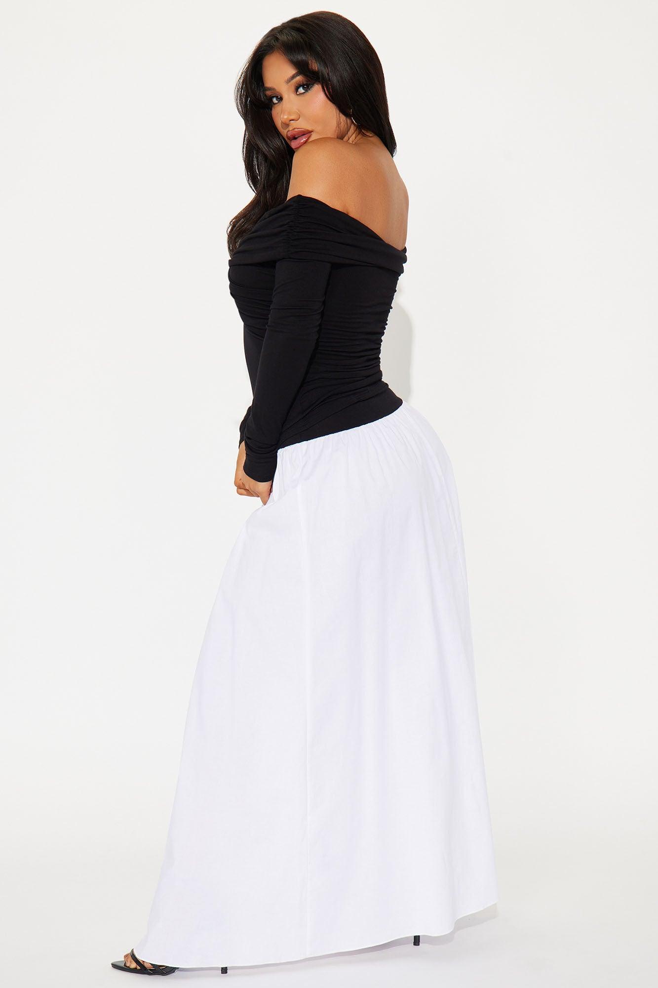 Marissa Drop Waist Contrast Maxi Dress - Black/White Product Image
