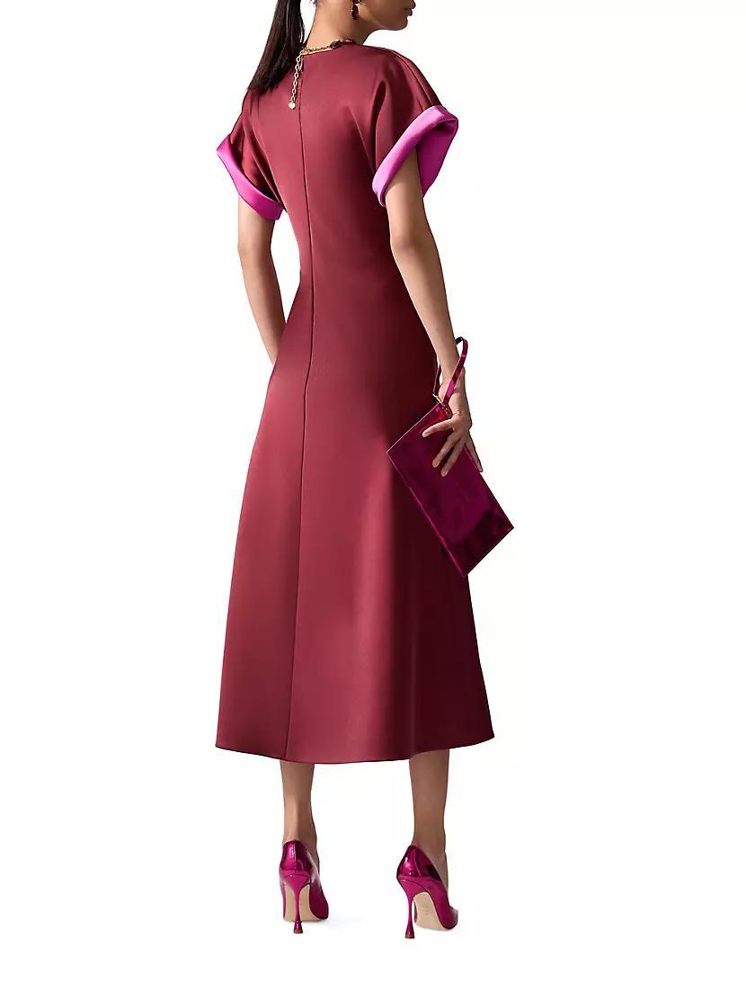 Womens Bias-Cut Crewneck Midi-Dress Product Image