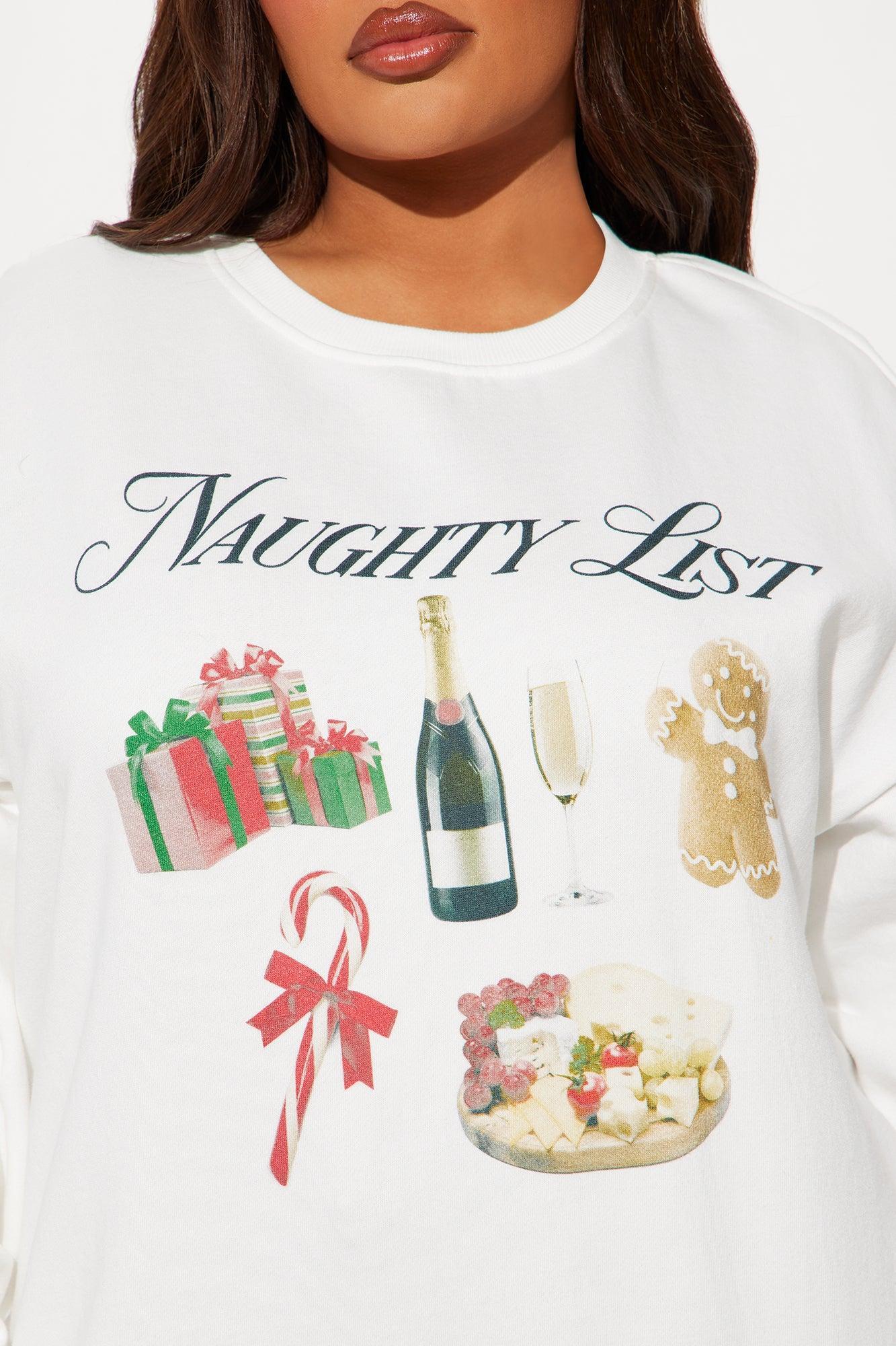 Naughty List Crew Neck Sweatshirt - White Product Image