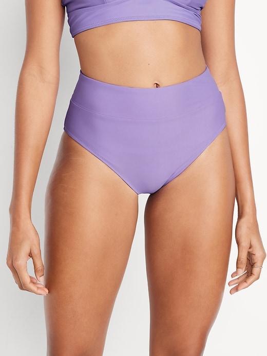 Banded High-Waist Bikini Swim Bottoms Product Image