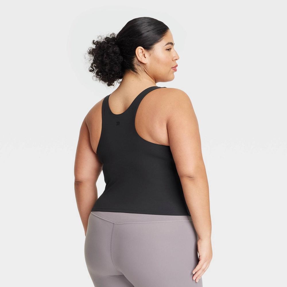 Women's Everyday Soft Square Neck Support Tank Top - All In Motion™ Black 3X: Moisture Wicking, Built-in Shelf Bra Product Image