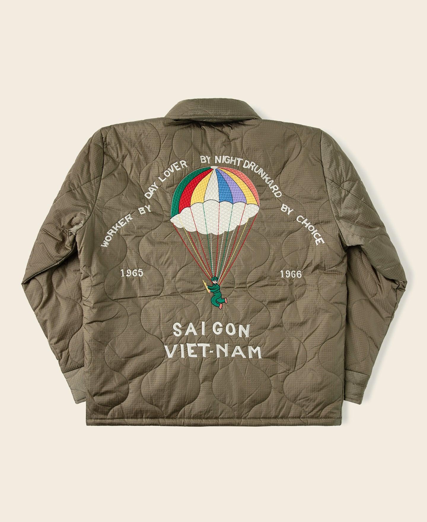Vietnam War Quilted Padded Souvenir Jacket - Black Product Image