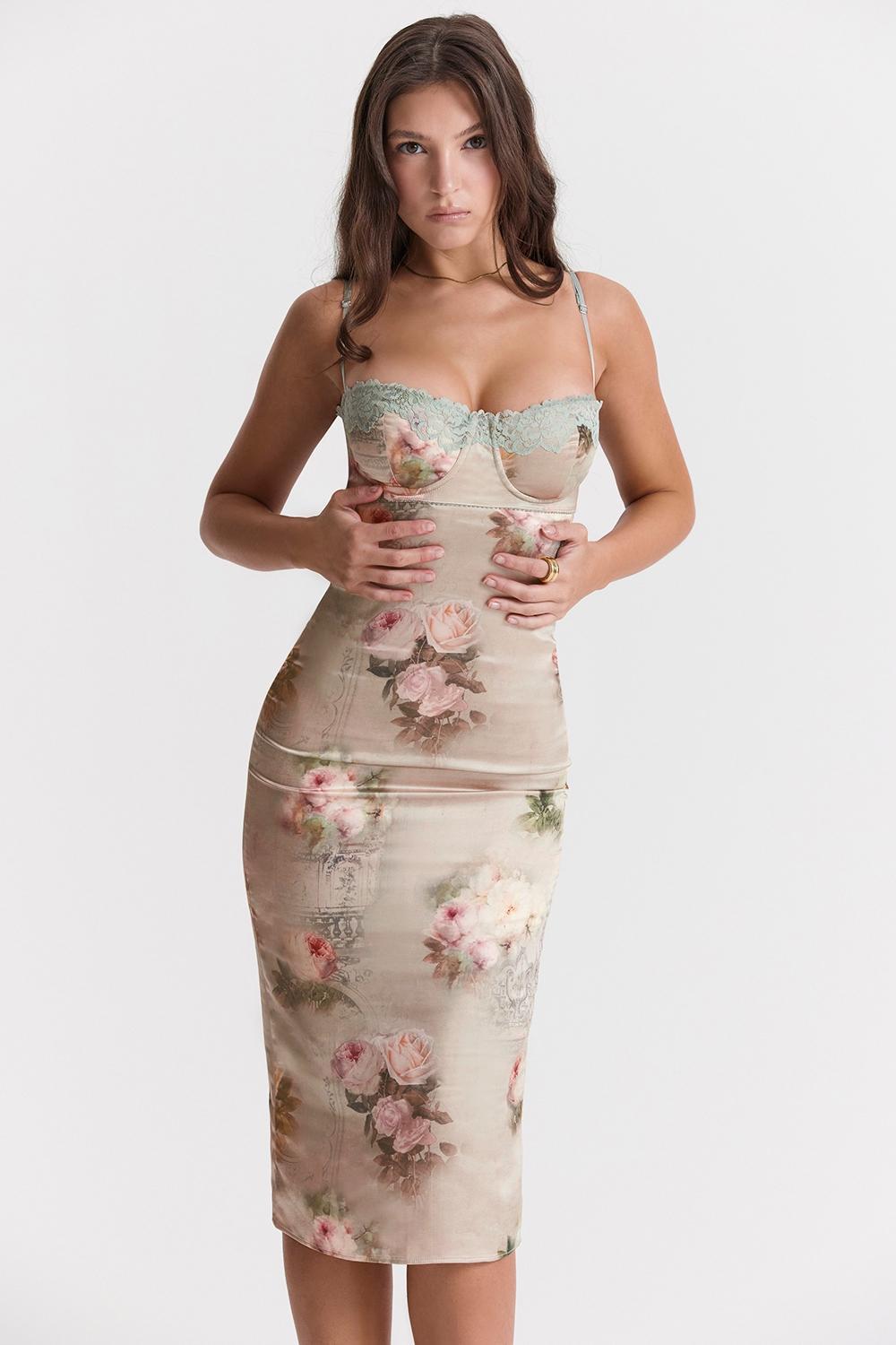 Venus Vintage Floral Midi Dress Product Image