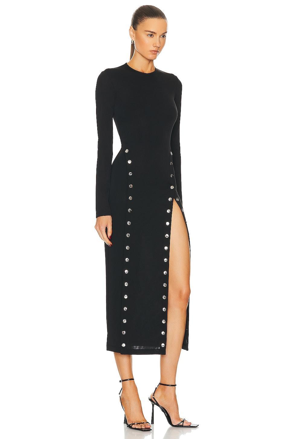 fleur du mal Midi Dress With Side Snaps Black. (also in XS). Product Image