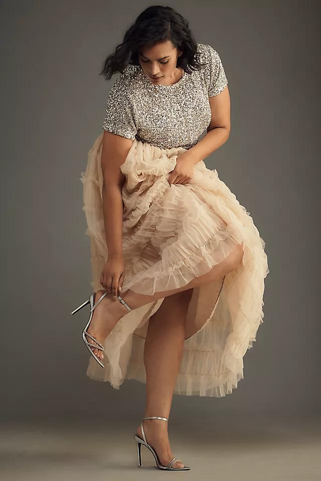 By Anthropologie Shirred Tulle Maxi Skirt Product Image