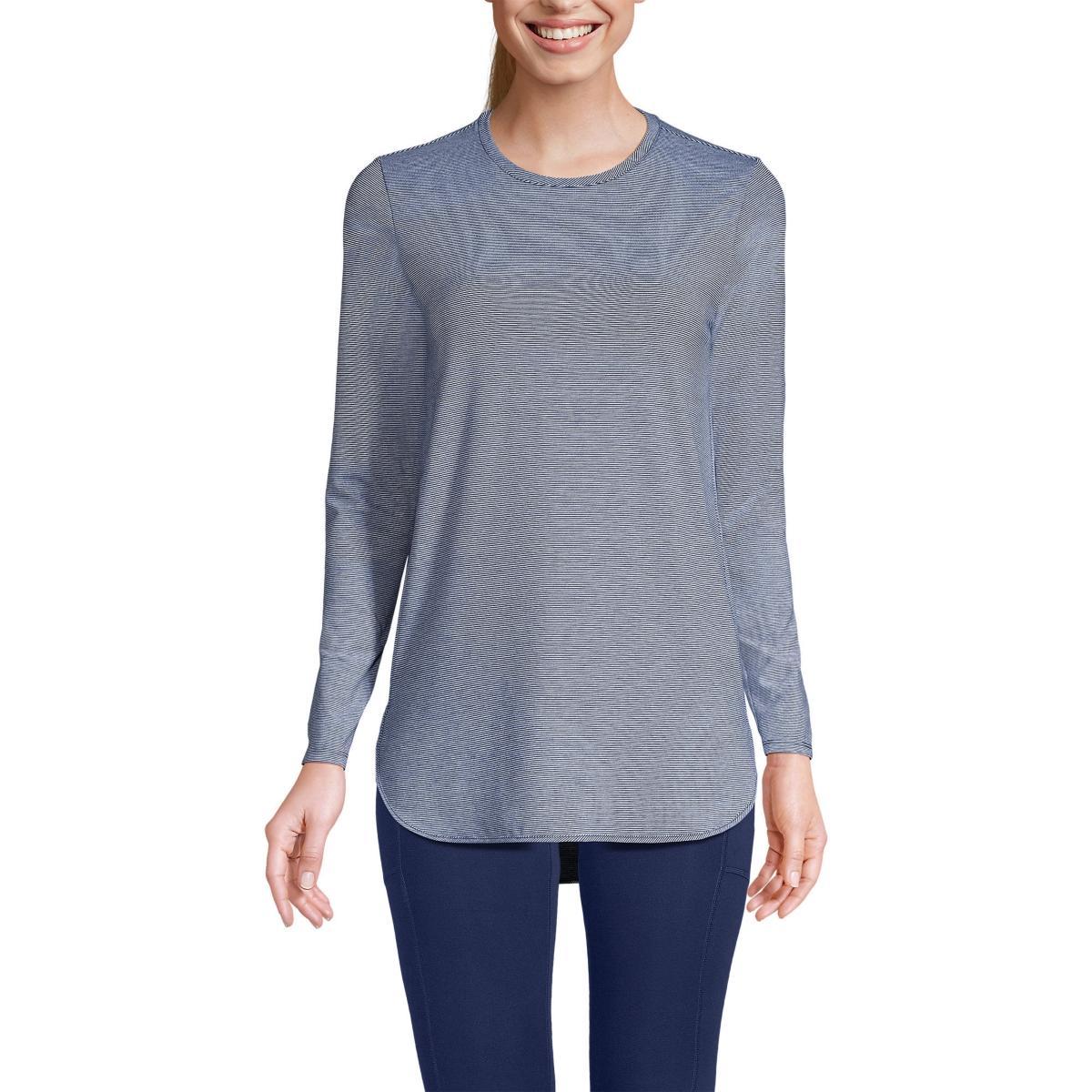 Women's Lands' End Moisture-Wicking Long Sleeve Tunic, Size: XS, Black Pinstripe Product Image