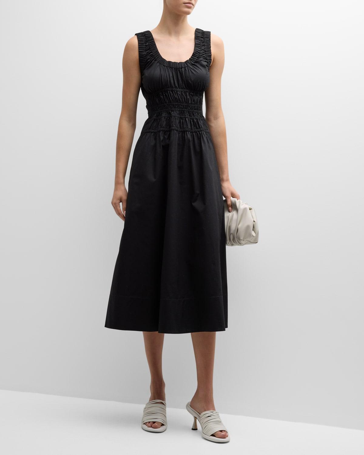 Poplin Gathered Midi Dress Product Image
