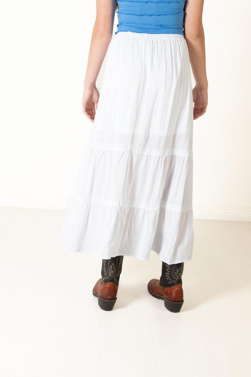 White Crochet Detail Maxi Skirt Product Image