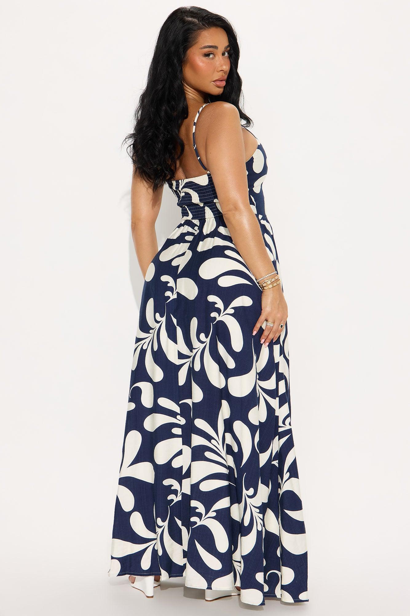Hannah Printed Maxi Dress - Navy/combo Product Image