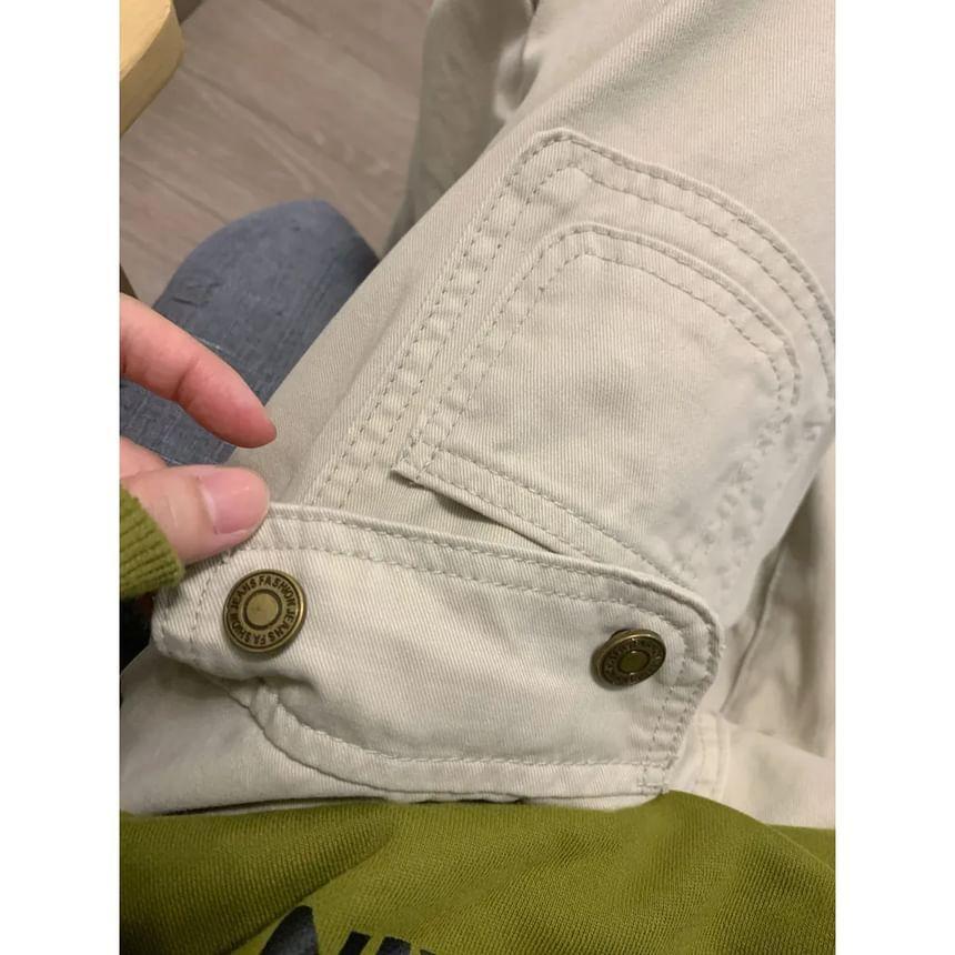 Mid Waist Wide Leg Cargo Jeans Product Image