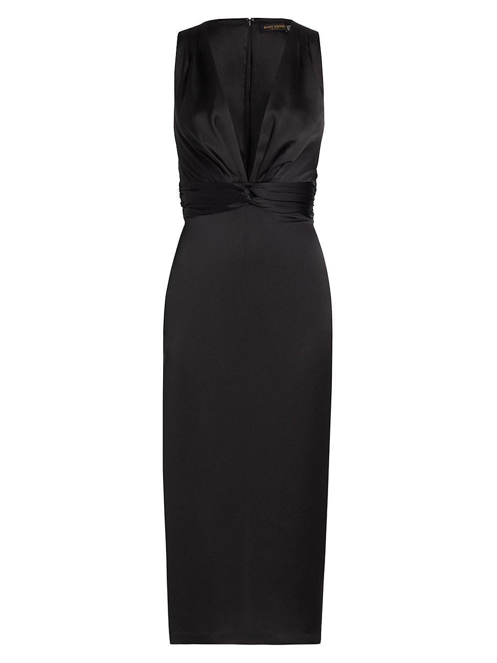 Talon Sleeveless Deep V-Neck Midi Sheath Dress Product Image