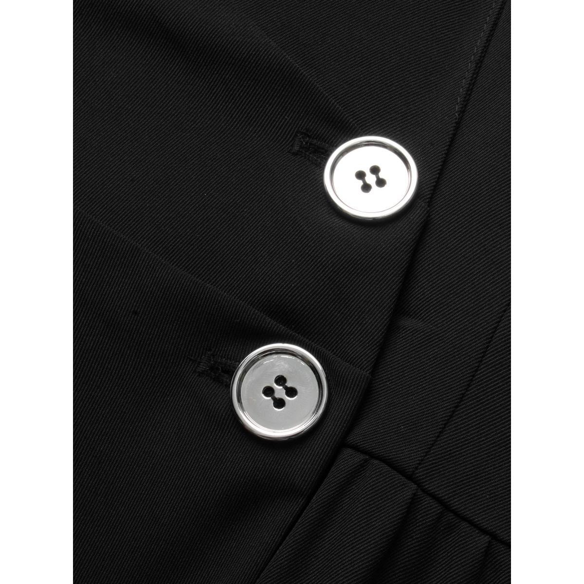 Plus Size Suit Collar Metal Detail Midi Dress Black Women At the Office Overlapping Suit Collar Long Sleeve Curvy BloomChic 22-24/3X Product Image