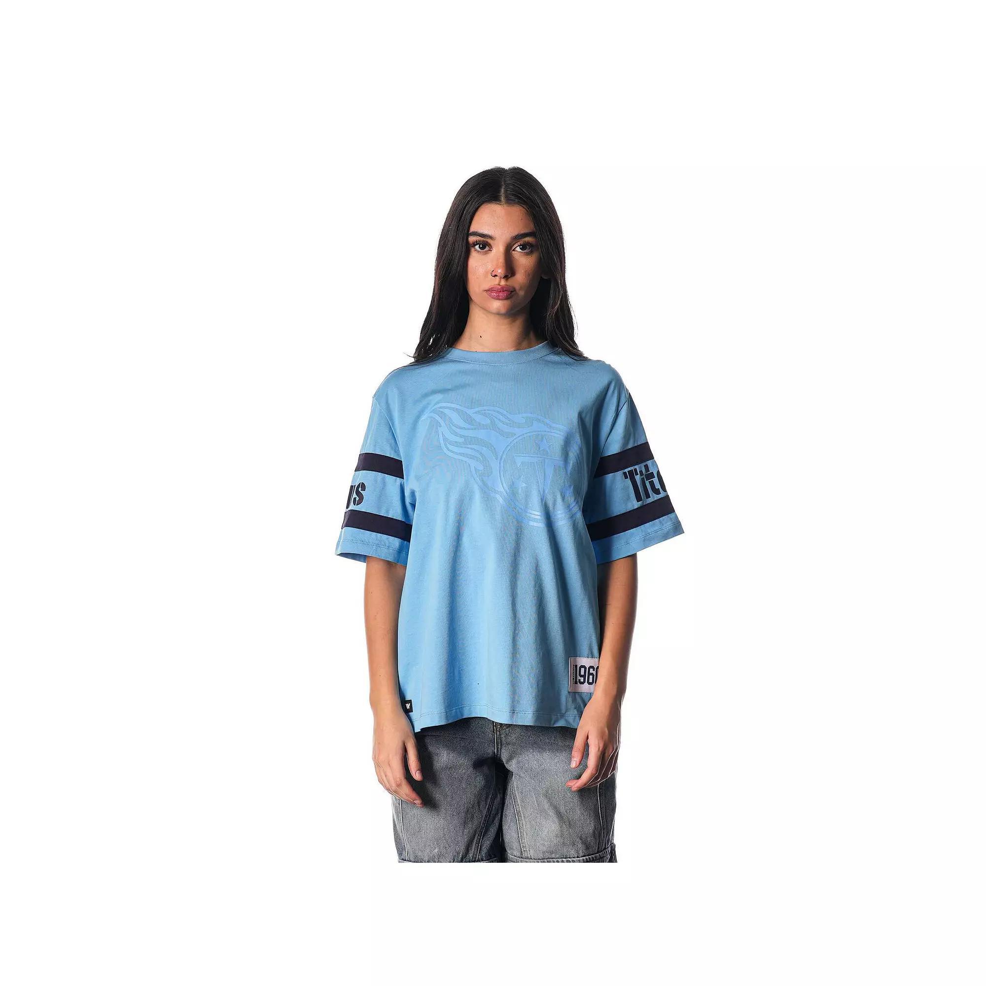 Women's The Wild Collective Light Blue Tennessee Titans Drop Shoulder T-Shirt, Size: Medium Product Image