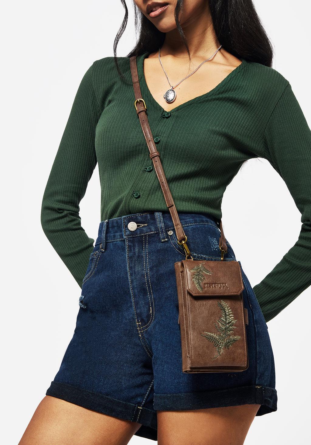 Fern Embroidered Crossbody Phone Bag Product Image