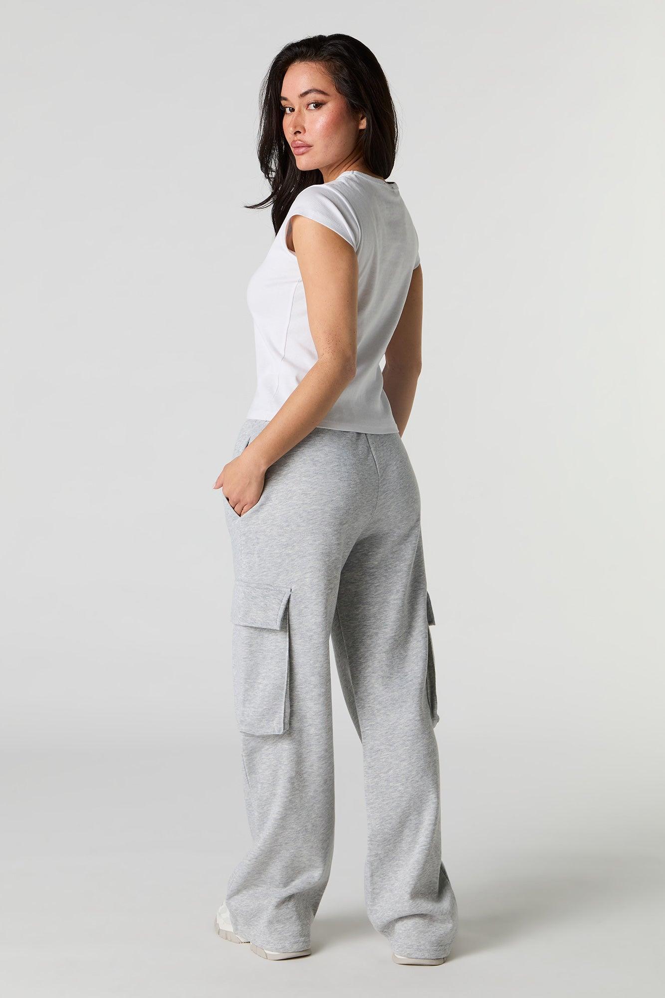 Fleece Wide Leg Cargo Sweatpant Female Product Image