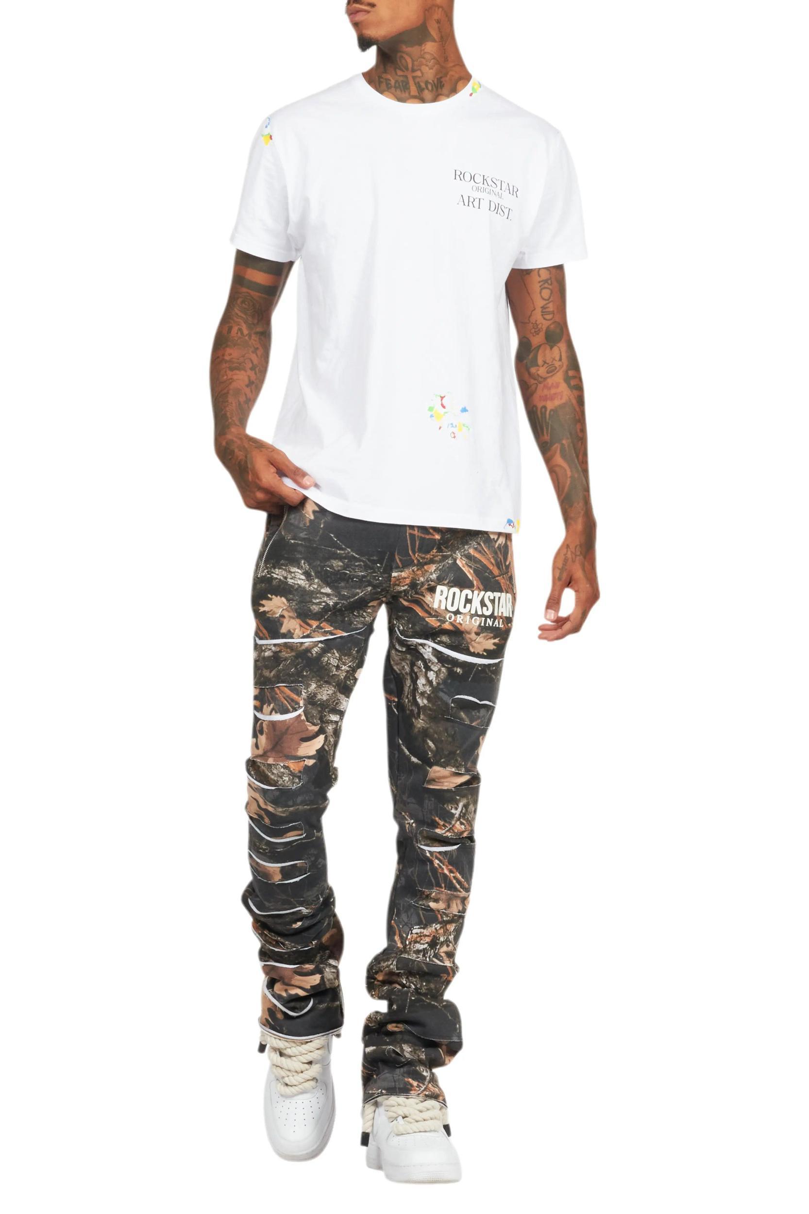 Emilio Black Tree Camo Stacked Flare Track Pant Male Product Image