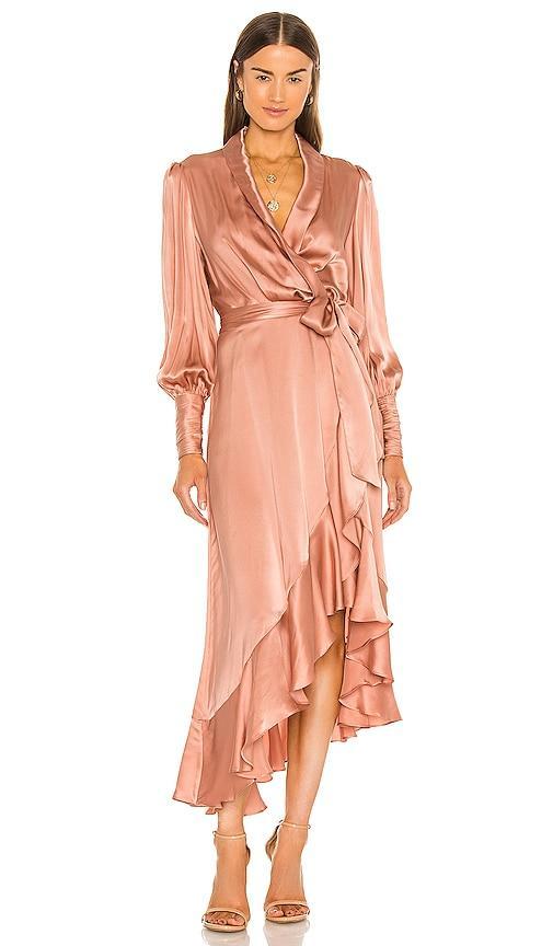 Silk Wrap Midi Dress Product Image