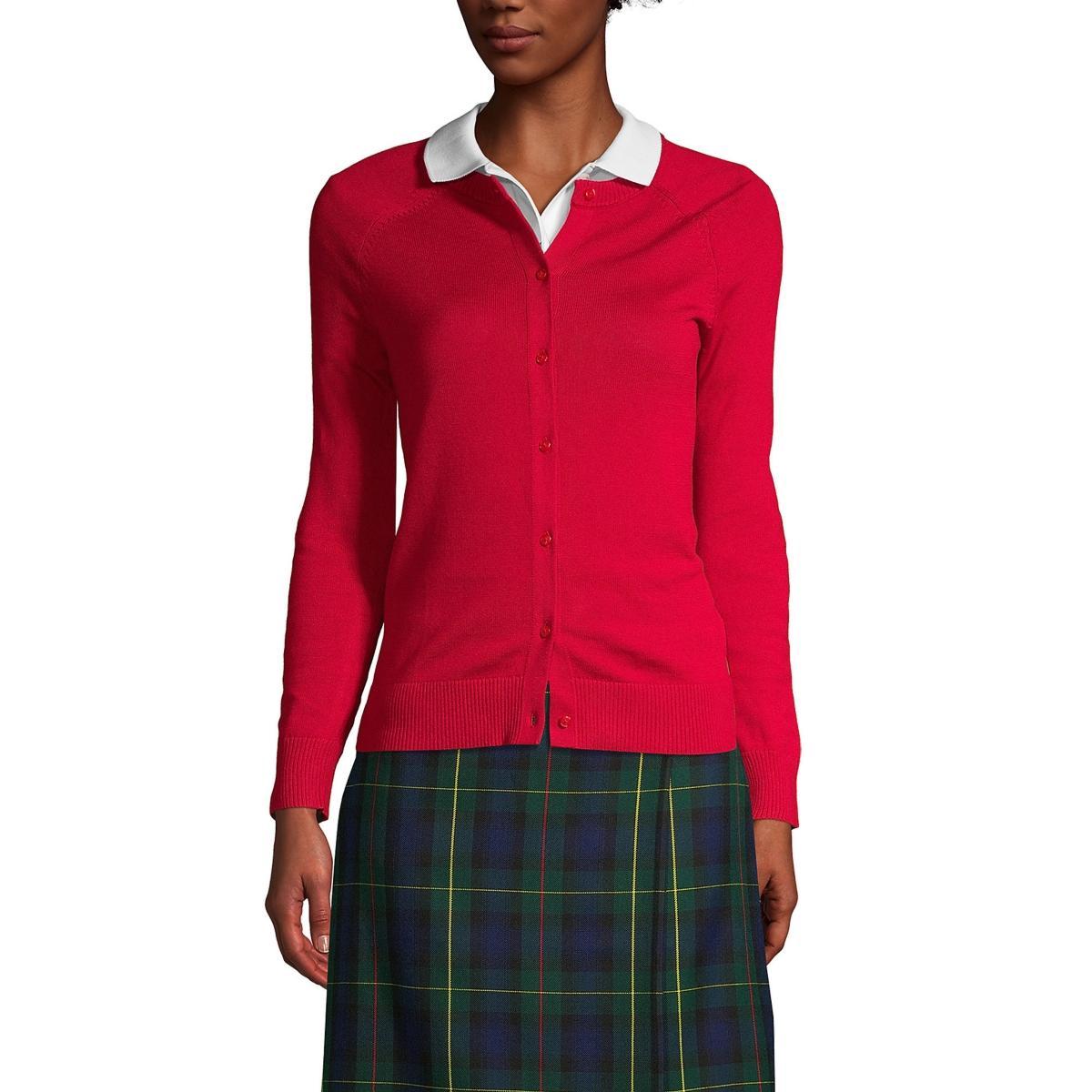 Women's Lands' End Cotton Modal Cardigan Sweater, Size: Large, Black Product Image