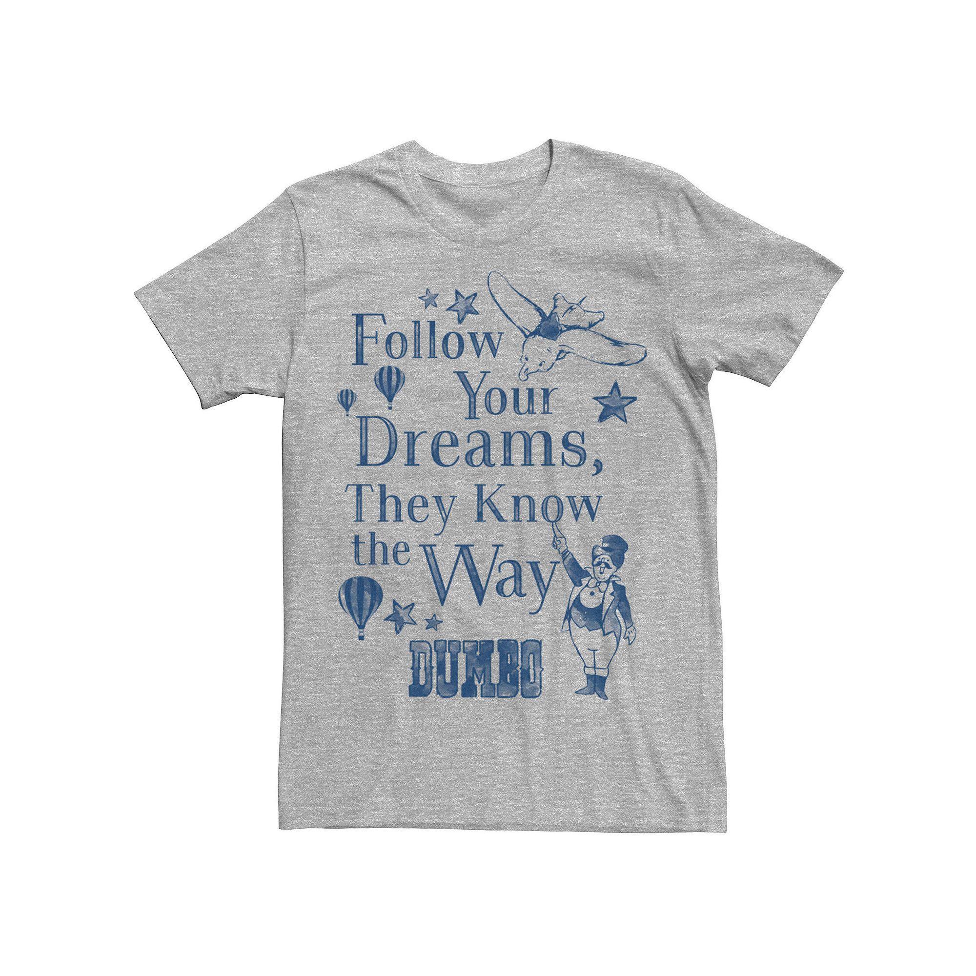 Disney's Dumbo Follow Your Dreams Vintage Poster Men's Tee, Size: XL, Athletic Grey Product Image