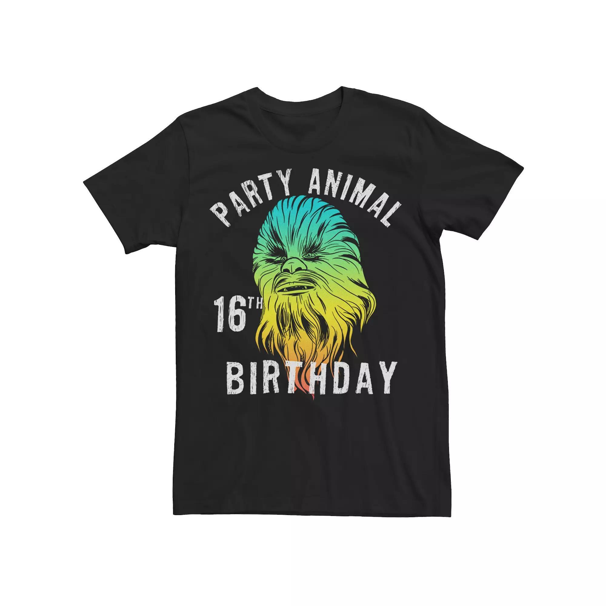 Men's Star Wars Chewbacca "Party Animal" 16th Birthday Graphic Tee, Size: XL, Black Product Image