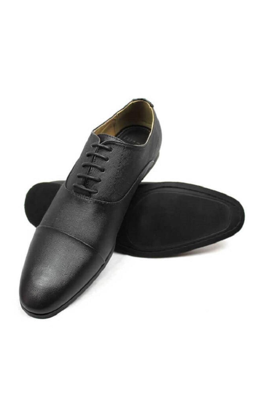 Black Herringbone Cap Toe Dress Shoes Product Image