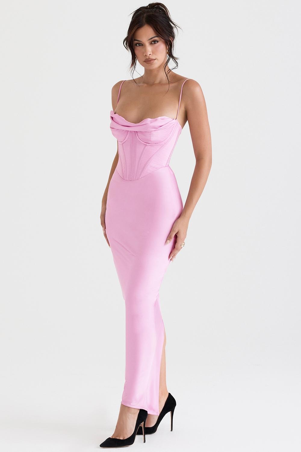 Charmaine Chocolate Corset Maxi Dress Product Image