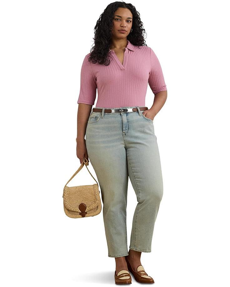 Plus Size High-Rise Wide-Leg Cropped Jeans Product Image