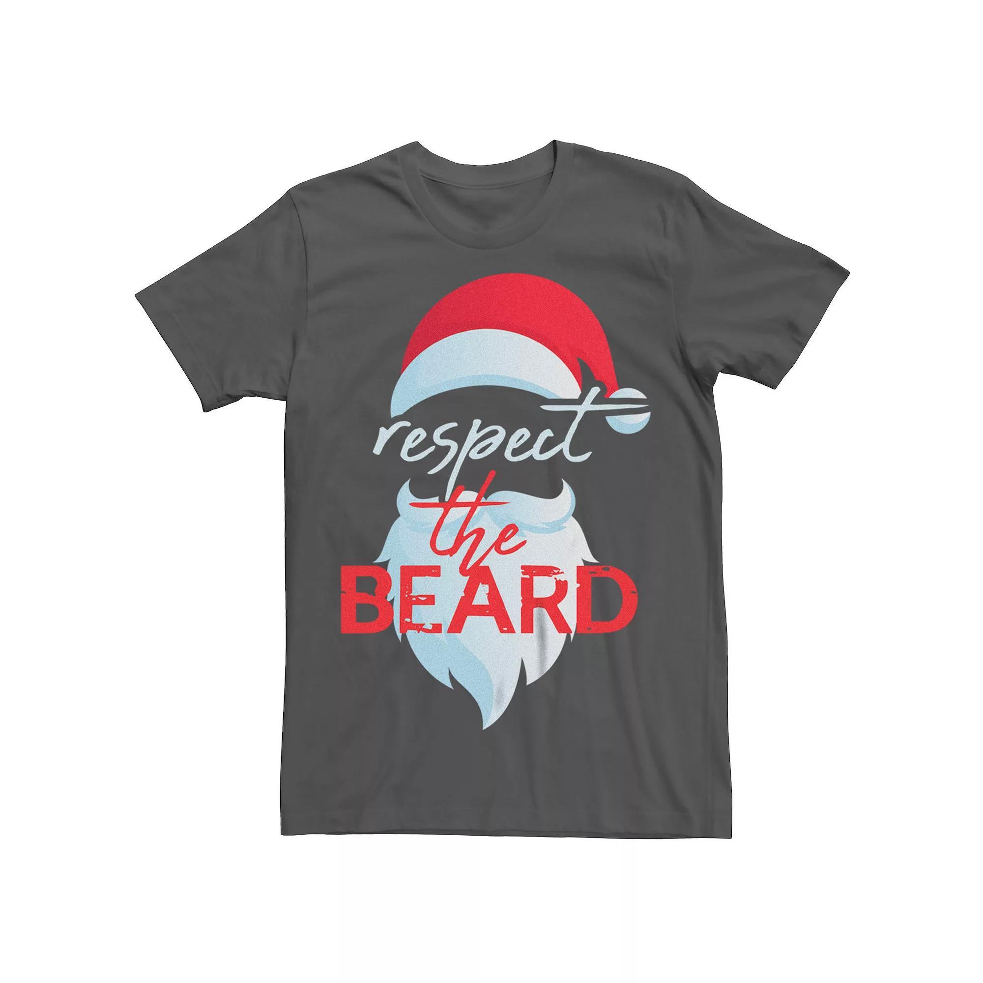 Mens Christmas Santa Respect The Beard Graphic Tee Product Image