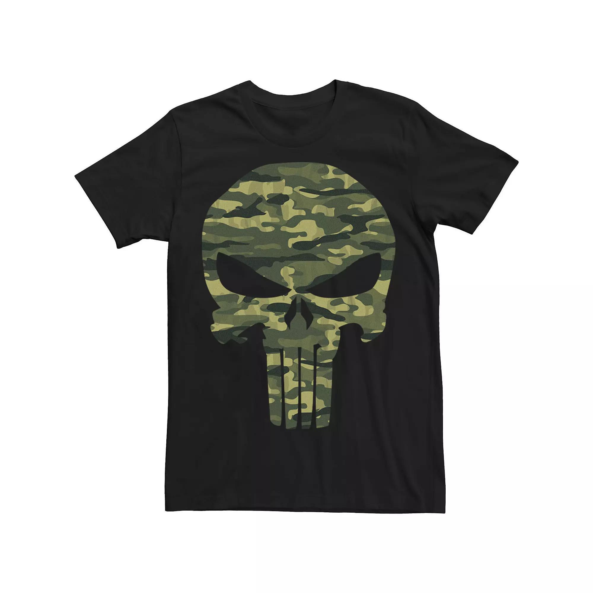 Big & Tall Marvel Punisher Camoskull Camo Logo Tee, Men's, Size: Large Tall, Black Product Image