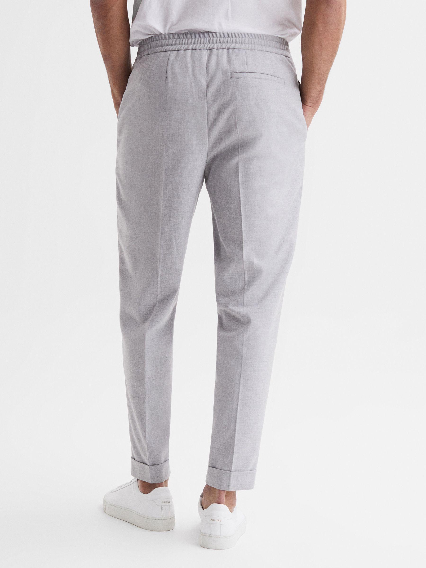 Relaxed Drawstring Trousers with Turn-Ups in Grey Product Image