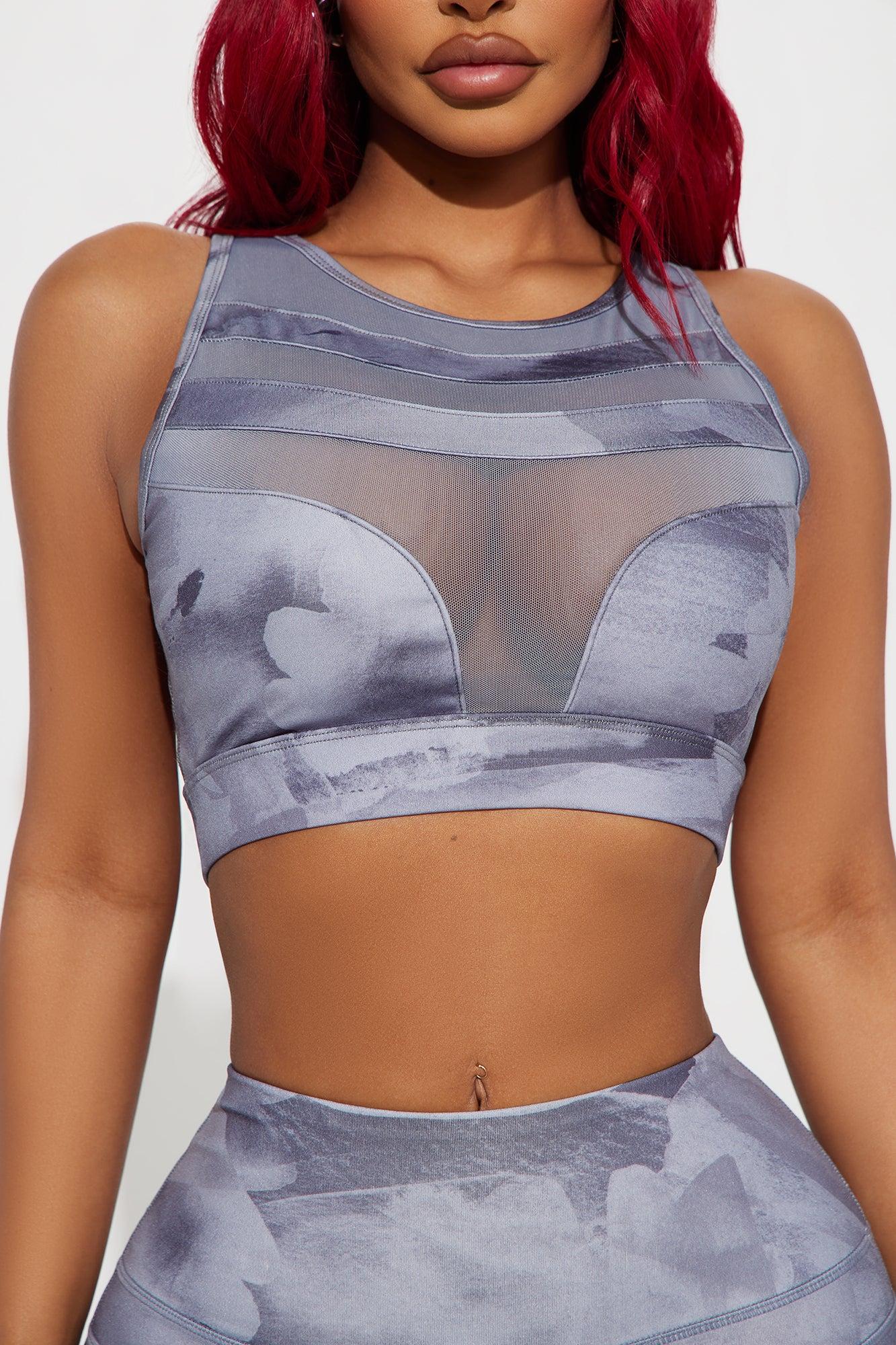 Reaching Goals Abstract Active Sports Bra - Grey/combo Product Image