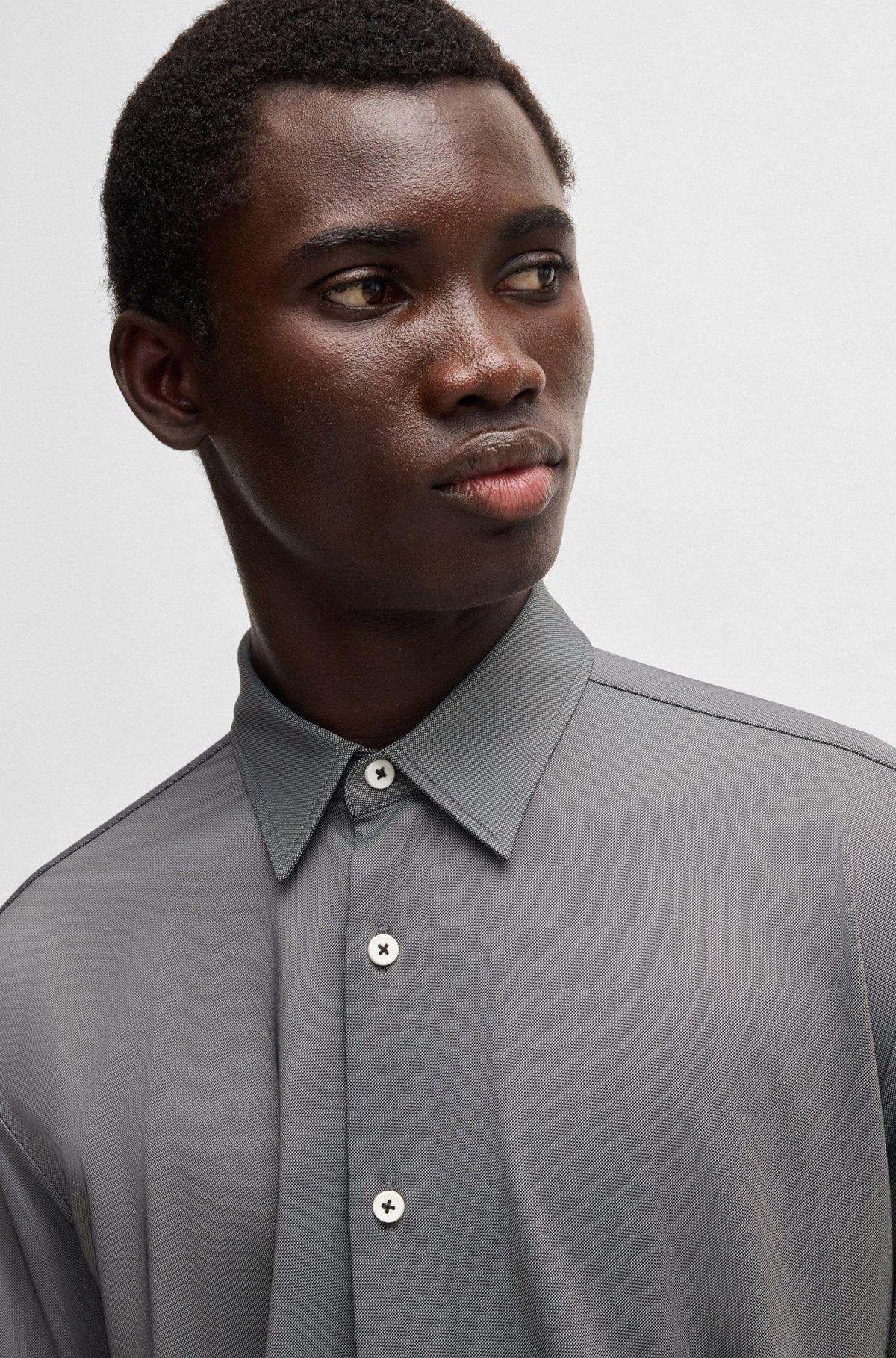 Slim-fit shirt in performance-stretch structured fabric Product Image