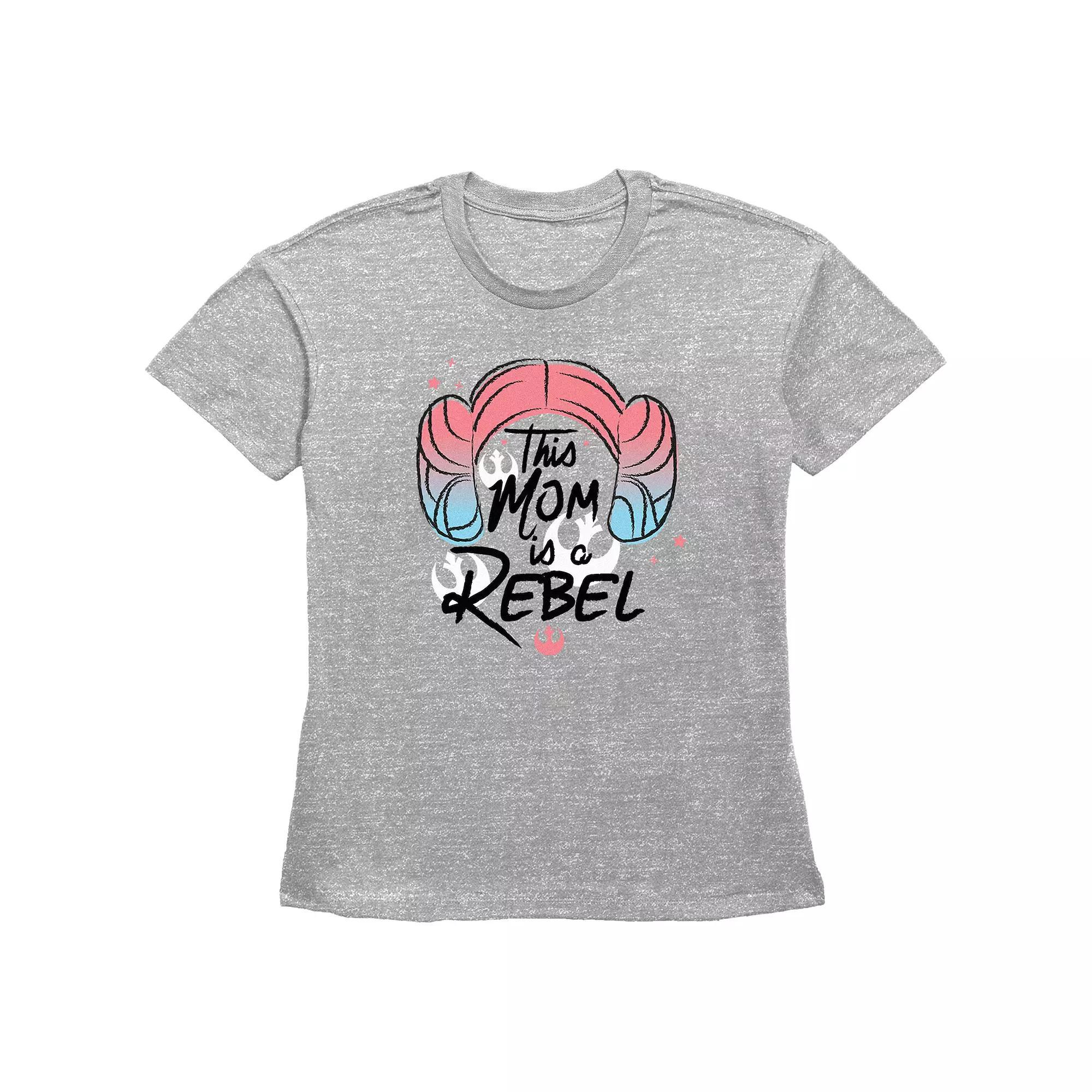 Women's Star Wars This Mom Is A Rebel Basic Fit Graphic Tee, Size: Small, Grey Gray Product Image