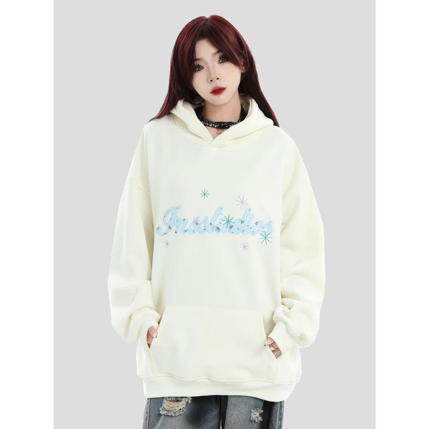 Couple Matching Lettering Loose Fit Hoodie Product Image
