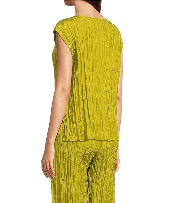 Eileen Fisher Crushed Silk Ballet Neck Cap Sleeve Coordinating Top Product Image
