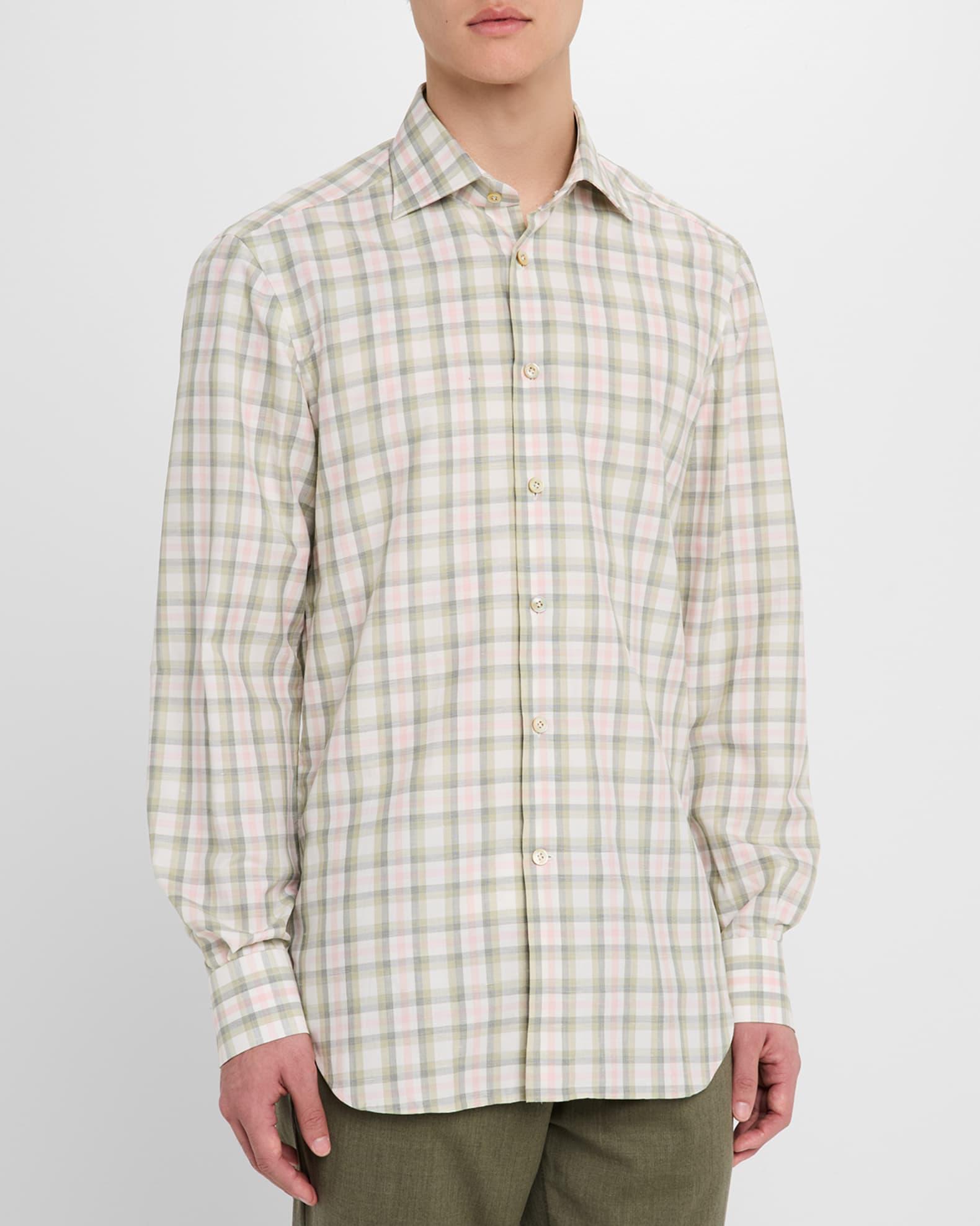 Mens Cotton Check Sport Shirt Product Image