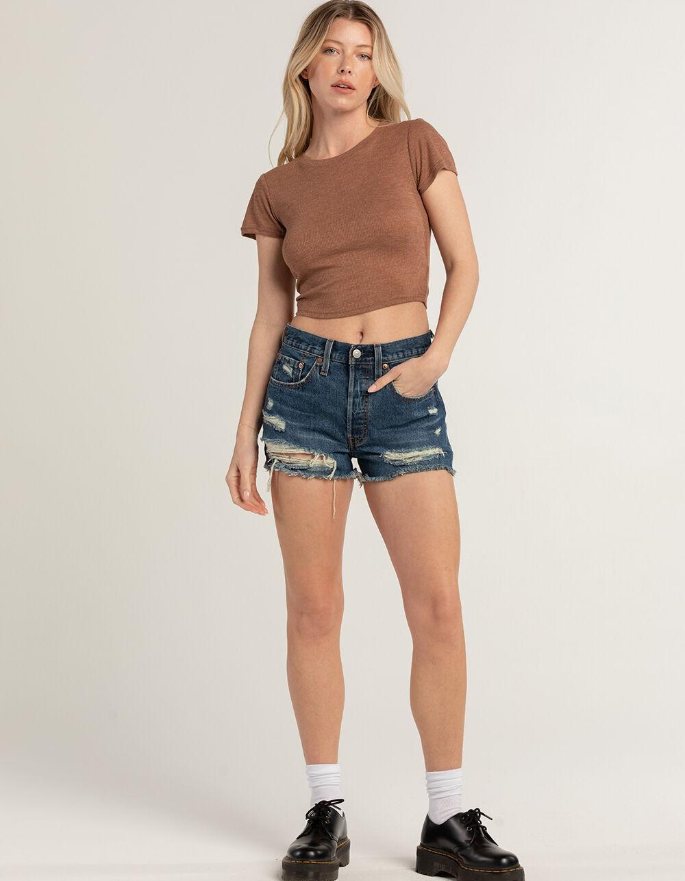 LEVI'S 501 High Rise Womens Denim Shorts - Blame Game - DARK INDIGO Product Image