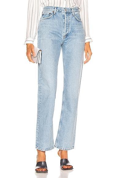 AGOLDE Lana Straight in Denim-Light. Size 23, 24, 25, 26, 27, 28, 30, 31, 32, 33, 34. Product Image