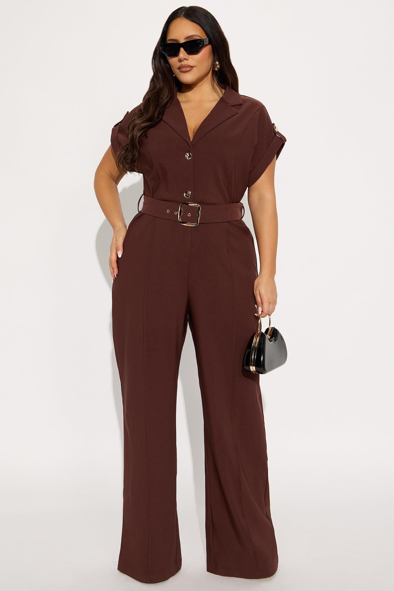 Fall For You Jumpsuit - Chocolate Product Image