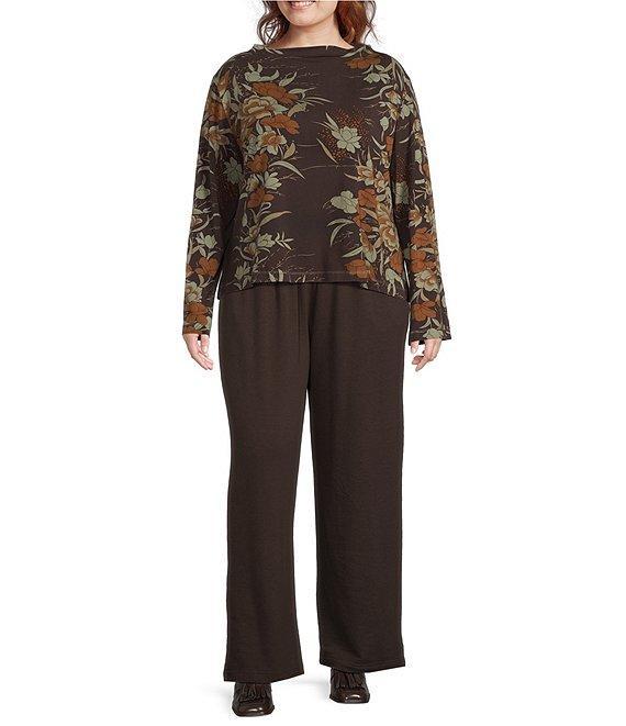 Bryn Walker Plus Size Fiori Print Viscose Jersey Drape Neck Long Sleeve Belen Shirt Product Image