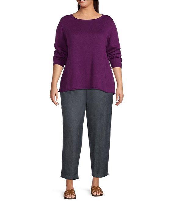 Eileen Fisher Plus Peruvian Cotton Blend Boat Neck Long Sleeve Sweater Product Image