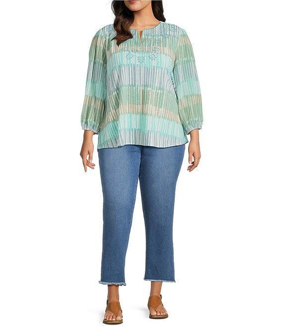 Multiples Plus Size Wide Leg Pull-On Cropped Denim Jeans Product Image