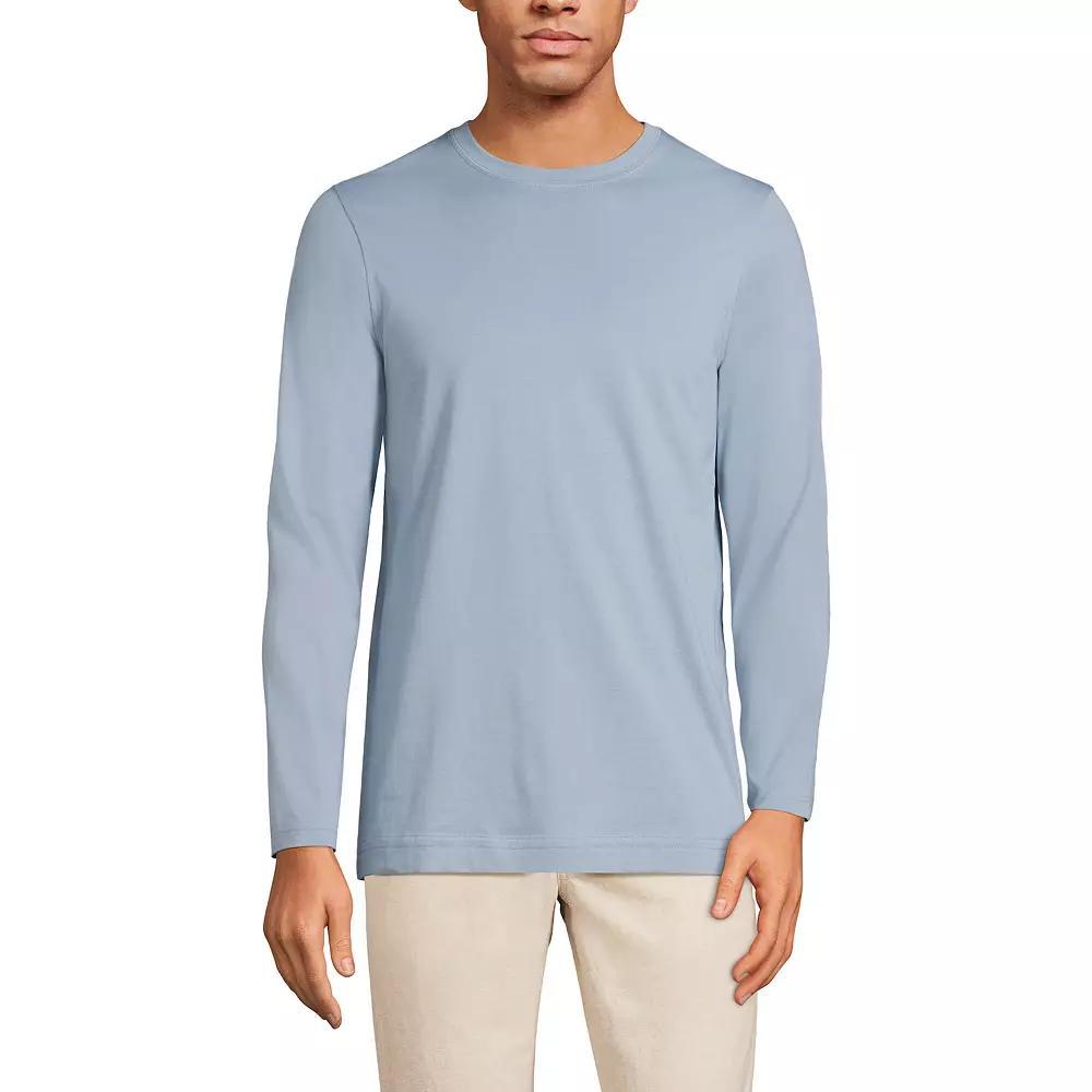 Big & Tall Lands' End Supima Crewneck Tee, Men's, Size: Large Tall, Pale Grey Blue Product Image