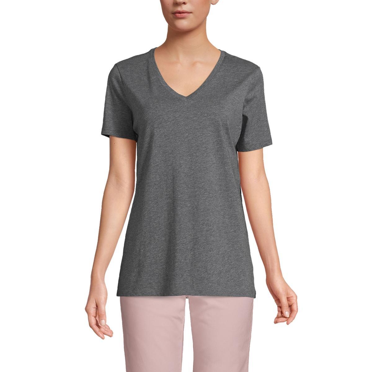 Womens Lands End Relaxed-Fit Supima Cotton V-Neck Tee Product Image
