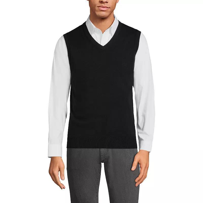 Big & Tall Lands' End Fine Gauge Cotton Vest, Men's, Size: Medium Tall, Radiant Blue Product Image