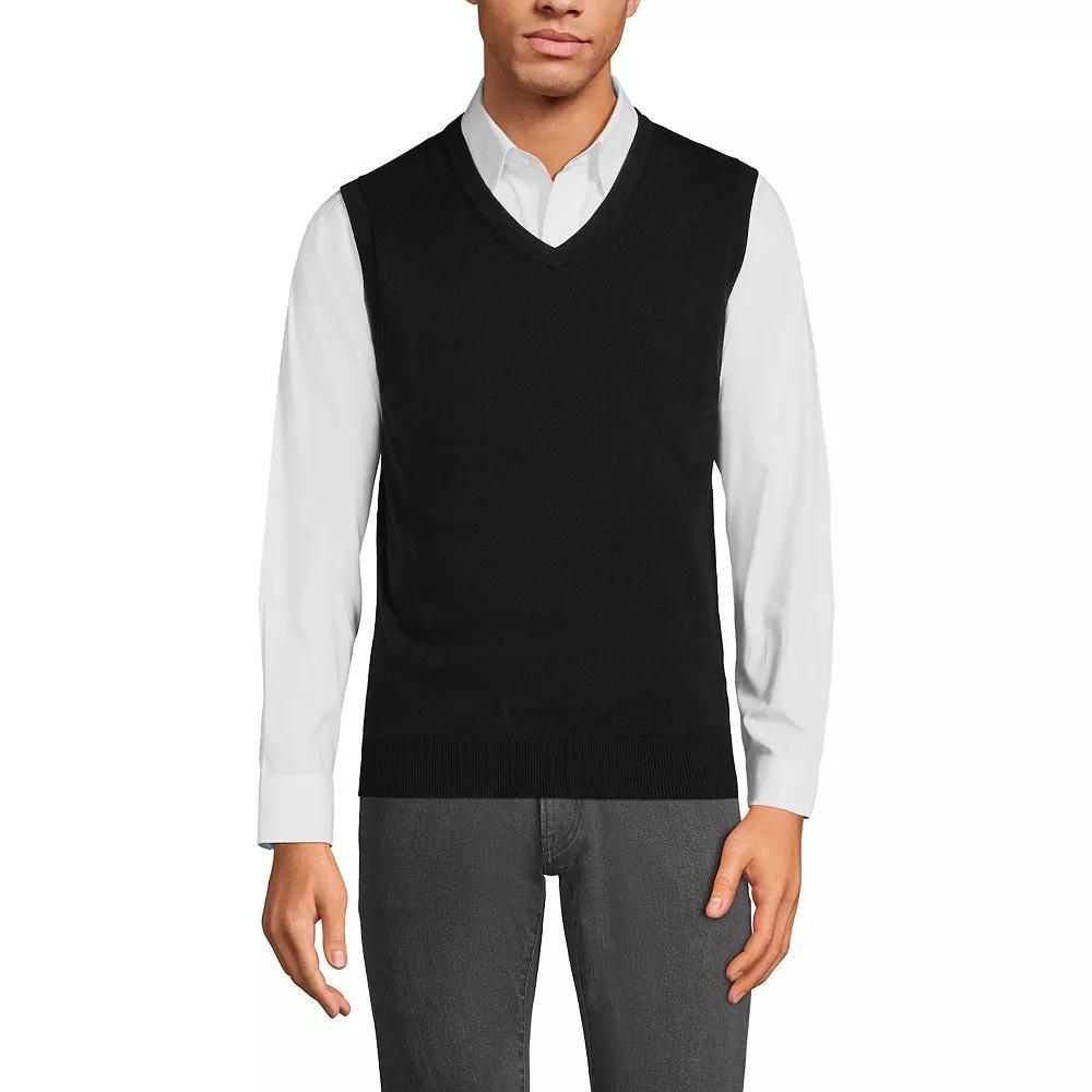 Big & Tall Lands' End Fine Gauge Cotton Vest, Men's, Size: Medium Tall, Radiant Blue Product Image