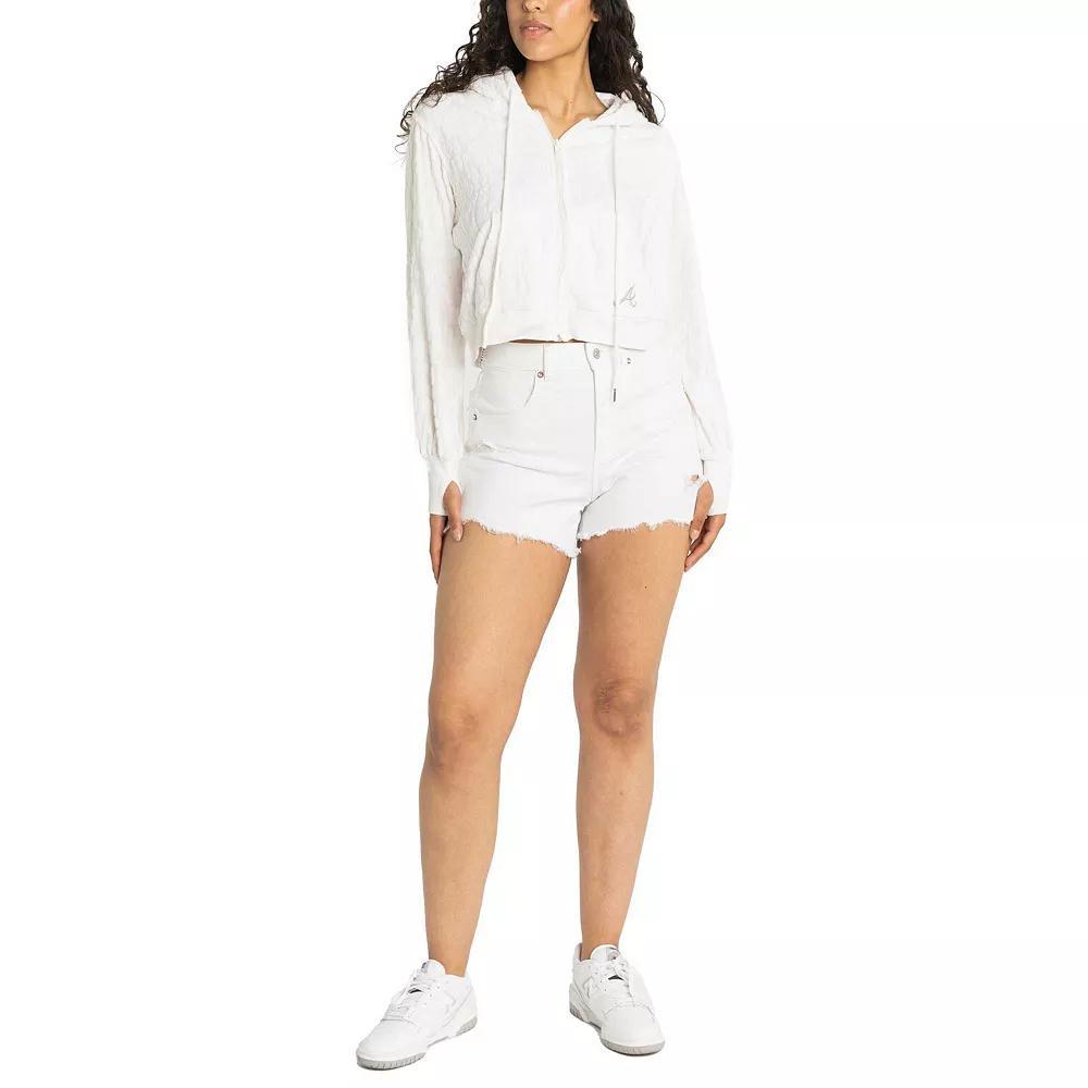 Women's Lusso White Atlanta Braves Tabitha Cheetah Terry Full-Zip Sweatshirt, Size: 2XL Product Image