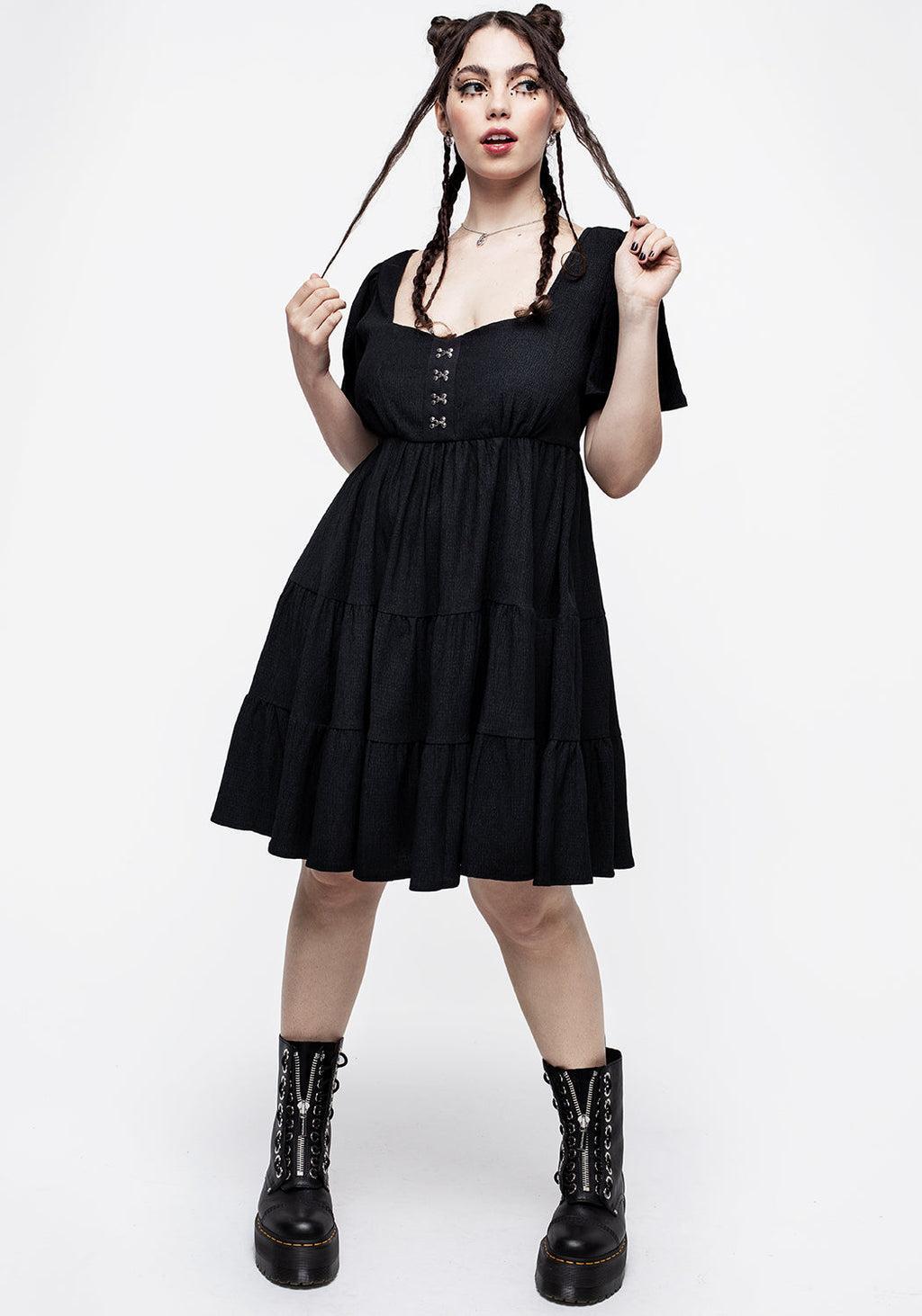 Revenge Tiered Crinkle Mini Dress Product Image